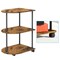 Rustic Brown 3-Tier Corner Shelf with Wheels, Rolling Side Table for Small Spaces